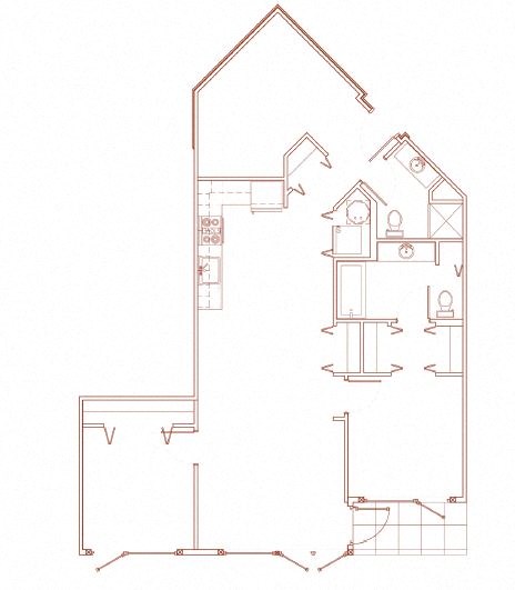 2 bedroom 2 bathroom apartment blueprint- 1,016 square feet - Youngstown Flats